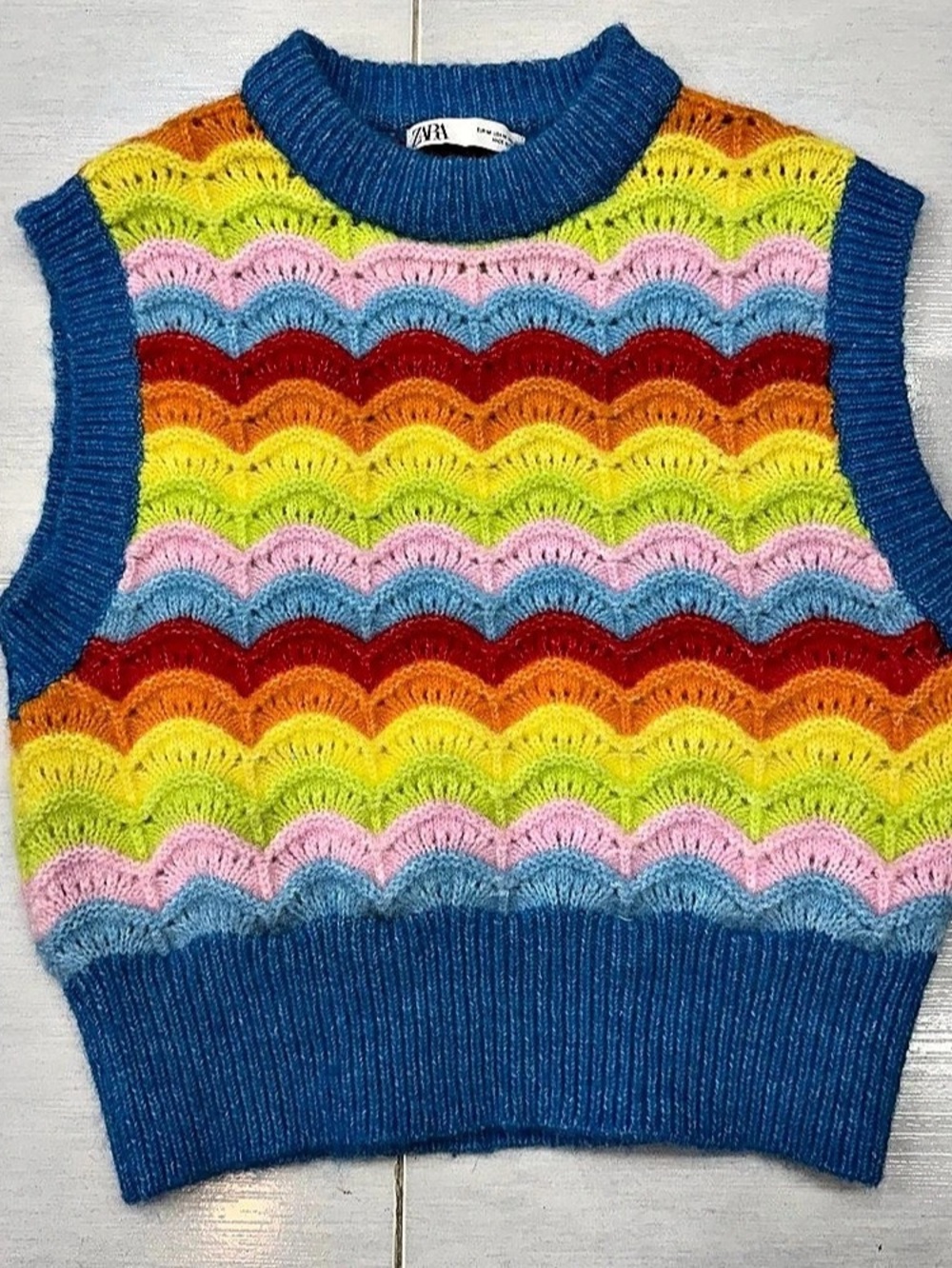 Zara Rainbow Scallop Knit Vest Alpaca Wool